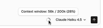 Context gauge ring in the composer footer with per-turn token breakdown
